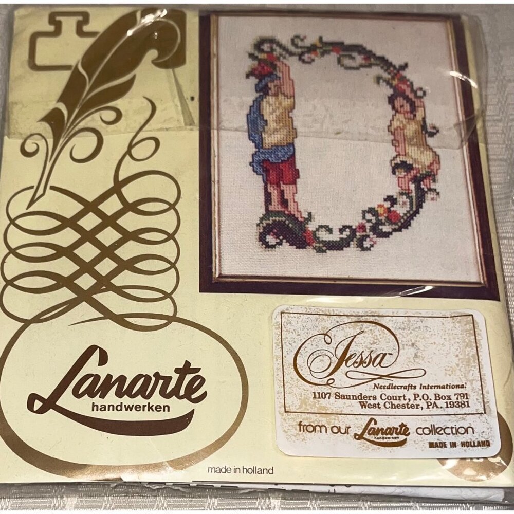 Vintage Lanarte Collection Letter D Counted Cross Stitch Sampler